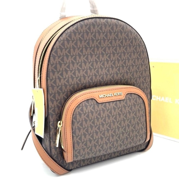 Michael Kors Medium Jaycee Zip Packet Backpack Brown - Picture 2 of 11